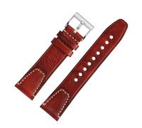 DKWOIS 20 Mm 22 Mm Schnellverschluss-Armband Aus Vintage-Rindsleder, Universelles Armband, Kompatibel Mit/Rolex/Omega/Tudor/Longines, Ersatzarmband(Red silver,22mm)