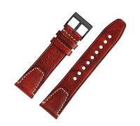DKWOIS 20 Mm 22 Mm Schnellverschluss-Armband Aus Vintage-Rindsleder, Universelles Armband, Kompatibel Mit/Rolex/Omega/Tudor/Longines, Ersatzarmband(Red black,20mm)
