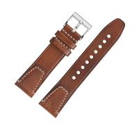 DKWOIS 20 Mm 22 Mm Schnellverschluss-Armband Aus Vintage-Rindsleder, Universelles Armband, Kompatibel Mit/Rolex/Omega/Tudor/Longines, Ersatzarmband(Red brown silver,22mm)