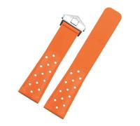 DKWOIS 22 mm weiches Gummi-Silikon-Armband, kompatibel mit TAG HEUER-Armband MONACO CARRERA FORMEL 1, Uhrenarmband mit Faltschließe(Orange silver)