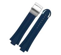DKWOIS 24 mm x 12 mm Lug End Fluorkautschuk-Armband Herren Kompatibel mit Oris AQUIS 7730 7740 Armband Silikonband Edelstahl Faltschließe(Blue-steel buckle)