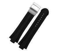 DKWOIS 24 mm x 12 mm Lug End Fluorkautschuk-Armband Herren Kompatibel mit Oris AQUIS 7730 7740 Armband Silikonband Edelstahl Faltschließe(Black-steel buckle)