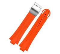 DKWOIS 24 mm x 12 mm Lug End Fluorkautschuk-Armband Herren Kompatibel mit Oris AQUIS 7730 7740 Armband Silikonband Edelstahl Faltschließe(Orange-steel buckle)