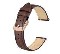 DKWOIS Damen-Uhrenarmband, 12 mm, 14 mm, 15 mm, 16 mm, 18 mm, 20 mm, Leder-Uhrenarmband, Schnellverschluss, Ersatzarmband(Brown-Rose gold,16mm)