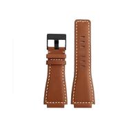 DKWOIS Kompatibel mit Bell & Ross B&R BR-01 BR-03 Armband Leder Uhrenarmbänder Herrenarmband Handgelenk Gürtel Armband 34 * 24mm Konvex(Brown-black buckle)