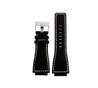 DKWOIS Kompatibel mit Bell & Ross B&R BR-01 BR-03 Armband Leder Uhrenarmbänder Herrenarmband Handgelenk Gürtel Armband 34 * 24mm Konvex(Black-Silver Buckle)