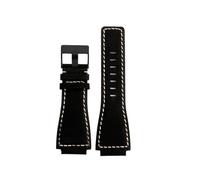 DKWOIS Kompatibel mit Bell & Ross B&R BR-01 BR-03 Armband Leder Uhrenarmbänder Herrenarmband Handgelenk Gürtel Armband 34 * 24mm Konvex(Black-black buckle)