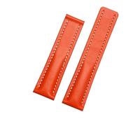 DKWOIS Kompatibel mit Breitling Herren-Armband aus echtem Leder Avenger/Navitimer Premier, Faltschließe, weiches Armband, 22 mm, 24 mm(A orange no clasp,22mm)