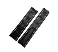 DKWOIS Kompatibel mit Breitling Herren-Armband aus echtem Leder Avenger/Navitimer Premier, Faltschließe, weiches Armband, 22 mm, 24 mm(B Black no clasp,22mm)