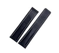 DKWOIS Kompatibel mit Breitling Herren-Armband aus echtem Leder Avenger/Navitimer Premier, Faltschließe, weiches Armband, 22 mm, 24 mm(A blue no clasp,24mm)