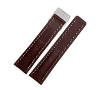 DKWOIS Kompatibel mit Breitling Herren-Armband aus echtem Leder Avenger/Navitimer Premier, Faltschließe, weiches Armband, 22 mm, 24 mm(A brown steel buckle,22mm)