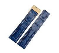 DKWOIS Kompatibel mit Breitling Herren-Armband aus echtem Leder Avenger/Navitimer Premier, Faltschließe, weiches Armband, 22 mm, 24 mm(B blue golden buckle,24mm)