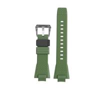 DKWOIS Kompatibel Mit Casio Steel Heart GST-B400-Serie, Modifiziertem Silikon-Uhrenarmband Aus Harz, Verbessertem Stahlringmuster-Schnallenarmband Von Teel Heart(Green black)