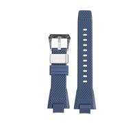 DKWOIS Kompatibel Mit Casio Steel Heart GST-B400-Serie, Modifiziertem Silikon-Uhrenarmband Aus Harz, Verbessertem Stahlringmuster-Schnallenarmband Von Teel Heart(Blue silver)