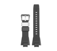 DKWOIS Kompatibel Mit Casio Steel Heart GST-B400-Serie, Modifiziertem Silikon-Uhrenarmband Aus Harz, Verbessertem Stahlringmuster-Schnallenarmband Von Teel Heart(Black silver)