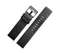 DKWOIS Kompatibel mit DIESEL Echtlederarmband DZ7311 DZ7332 DZ4318 DZ4323 Uhrenarmband Schwarz Braun Weiß Herrenarmband 22mm 24mm 26mm 28mm 30m(Black black buckle,22mm)