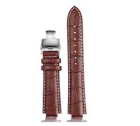 DKWOIS Kompatibel mit LV-Uhrenarmband for Louis Vuitton Tambour Series Mouth 10 12 mm Uhrenarmband Herren Damen Q114k Q1121 Lederarmband(Brown white silverB,21.12mm)