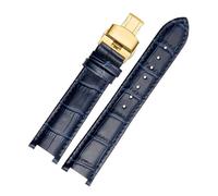 DKWOIS Lederarmband kompatibel mit MK Mk2277 2425 Tischkerben-Uhrenarmband Michael Kors Mike Coles Damen-Uhrenarmband(Dark blue gold,20x12mm)