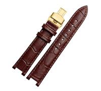 DKWOIS Lederarmband kompatibel mit MK Mk2277 2425 Tischkerben-Uhrenarmband Michael Kors Mike Coles Damen-Uhrenarmband(Brown gold buckle,20x12mm)
