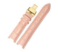 DKWOIS Lederarmband kompatibel mit MK Mk2277 2425 Tischkerben-Uhrenarmband Michael Kors Mike Coles Damen-Uhrenarmband(Pink gold buckle,18x9mm)