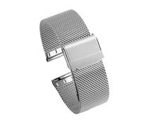 DKWOIS Milanaise-Armband aus Edelstahl, Ersatzarmband, 12 mm, 14 mm, 16 mm, 18 mm, 20 mm, 24 mm, Schnellverschluss, 0,6 mm Maschenweite(Silver,16mm)