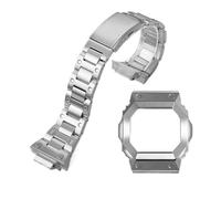 DKWOIS Modifiziertes Uhrenarmband-Set, Uhrenarmband-Gehäuse, kompatibel mit Casio Square GX-56BB GXW-56, Edelstahlgehäuse, Metall-Uhrenarmband(Silver)