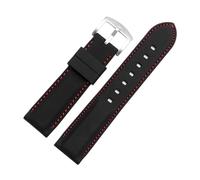 DKWOIS Outdoor-Sport-Silikon-Uhrenarmband, geeignet for Tissot, Mido, Casio, universelles Herren-Silikonband(A BK red line SK,24mm width)