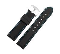 DKWOIS Outdoor-Sport-Silikon-Uhrenarmband, geeignet for Tissot, Mido, Casio, universelles Herren-Silikonband(A BK blue line SK,18mm width)