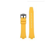 DKWOIS Schwarz Blau Gelb Fluorkautschuk Uhrenzubehör Kompatibel mit Citizen MECHANICAL NJ0150 NJ0151 NJ0155 Gummiarmband(Yellow-Black)