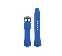 DKWOIS Schwarz Blau Gelb Fluorkautschuk Uhrenzubehör Kompatibel mit Citizen MECHANICAL NJ0150 NJ0151 NJ0155 Gummiarmband(Blue-Black)