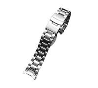 DKWOIS Schwarzes Präzisions-Edelstahlarmband, kompatibel mit Armani Black Knight, Citizen und Casio, 20-22 mm, gebogenes Armband for Herren, Kette(3105 silver,22mm)