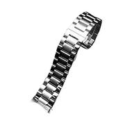 DKWOIS Schwarzes Präzisions-Edelstahlarmband, kompatibel mit Armani Black Knight, Citizen und Casio, 20-22 mm, gebogenes Armband for Herren, Kette(3101 silver,22mm)