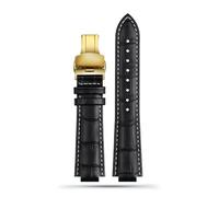 DKWOIS Uhrenarmband aus echtem Leder, kompatibel mit L-ouis Vuitton LV Tambour Q1121 Q114k, konvexes Uhrenarmband, männlich, 12 mm, 10 mm, Armband for Männer und Frauen(A-black a-gold,18.10mm)