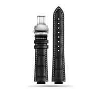 DKWOIS Uhrenarmband aus echtem Leder, kompatibel mit L-ouis Vuitton LV Tambour Q1121 Q114k, konvexes Uhrenarmband, männlich, 12 mm, 10 mm, Armband for Männer und Frauen(A-black a-silver,21.12mm)