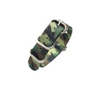 DKWOIS Uhrenarmband aus Nylon mit Tarnmuster, langes Segment 18 20 22 24 mm, grün-blaues Tarnmuster, geeignet for Bergsteiger.(Color B Silver buck,18mm)