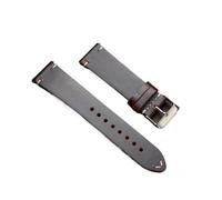 DKWOIS Universelles Uhrenarmband aus echtem Leder, 18, 19, 20, 21, 22, 24 mm, Retro-Wachs-Design, dünnes Rindsleder, Damen- und Herrenarmband(Deep Brown,20mm)