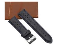 DKWOIS Vintage handgefertigtes Uhrenarmband 18 mm 19 mm 20 mm 22 mm 24 mm Rennlederarmband Grau Schwarz Braun Blau Atmungsaktive poröse Uhrenarmbänder(Dark blue,22mm)