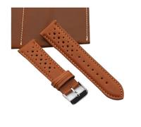 DKWOIS Vintage handgefertigtes Uhrenarmband 18 mm 19 mm 20 mm 22 mm 24 mm Rennlederarmband Grau Schwarz Braun Blau Atmungsaktive poröse Uhrenarmbänder(Brown,18mm)