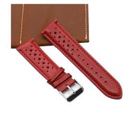 DKWOIS Vintage handgefertigtes Uhrenarmband 18 mm 19 mm 20 mm 22 mm 24 mm Rennlederarmband Grau Schwarz Braun Blau Atmungsaktive poröse Uhrenarmbänder(Red,18mm)