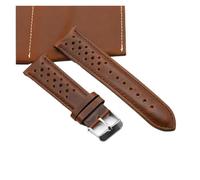 DKWOIS Vintage handgefertigtes Uhrenarmband 18 mm 19 mm 20 mm 22 mm 24 mm Rennlederarmband Grau Schwarz Braun Blau Atmungsaktive poröse Uhrenarmbänder(Red brown,19mm)