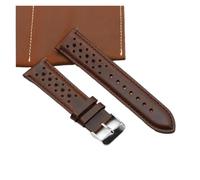 DKWOIS Vintage handgefertigtes Uhrenarmband 18 mm 19 mm 20 mm 22 mm 24 mm Rennlederarmband Grau Schwarz Braun Blau Atmungsaktive poröse Uhrenarmbänder(Coffee,20mm)