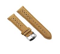 DKWOIS Vintage handgefertigtes Uhrenarmband 18 mm 19 mm 20 mm 22 mm 24 mm Rennlederarmband Grau Schwarz Braun Blau Atmungsaktive poröse Uhrenarmbänder(Khaki,22mm)