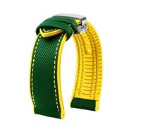 DKWOIS Wasserdichtes Herren-Uhrenarmband, kompatibel mit Seiko Abalone Water Ghost Omega Longines Conquest Uhren-Kautschukarmband 20 mm 21 mm 22 mm 23 m(Green yellow sk Fold,22mm)