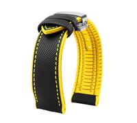 DKWOIS Wasserdichtes Herren-Uhrenarmband, kompatibel mit Seiko Abalone Water Ghost Omega Longines Conquest Uhren-Kautschukarmband 20 mm 21 mm 22 mm 23 m(Black yellow sk Fold,20mm)