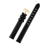 DKWOIS Weiches Rindsleder-Uhrenarmband, kompatibel mit Swarovski-Uhren for Damen, 5158517/5158544/5158972, 12 mm, 14 mm, Damen-Armband mit Pin, Rosa/Grau/Schwarz, Zubehör(Black gold,12mm)