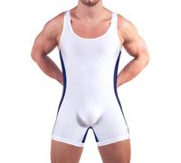 DLSMDOUS Herren Wrestling Unterhemden Ärmellose Sportunterstützer Wrestling Uniform Sport Bodysuit Jumpsuits Zum Spaß 4309 Weiß M