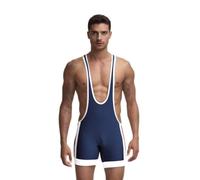 DLSMDOUS Herren Wrestling Unterhemden Ärmellose Sportunterstützer Wrestling Uniform Sport Bodysuit Jumpsuits Zum Spaß 4308 Marineblau XL