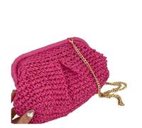 DLZFUDTY Clutch Stroh,Stroh Clutch Damen Sommer Designer Schulter Crossbody Tasche Stroh Weben Clutch Geldbörse Frauen Knödel Strand Fashon Cloud Beutel(Hotpink)