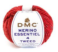DMC Wolle Strickgarn Handstrickgarn Merino Essentiel 4 Tweed, soft merino blend mit Merinowolle (906 rot)
