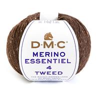 DMC Wolle Strickgarn Handstrickgarn Merino Essentiel 4 Tweed, soft merino blend mit Merinowolle (908 dunkel braun)